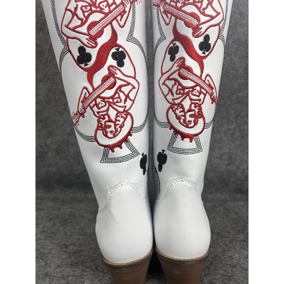 Dingo Boots Womens Size 9M White King Card Embroidered Western Cowboy Leather - Picture 6 of 13